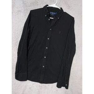 Polo Ralph Lauren Shirt Womens Large Knit Oxford Long Sleeve Button Down Black